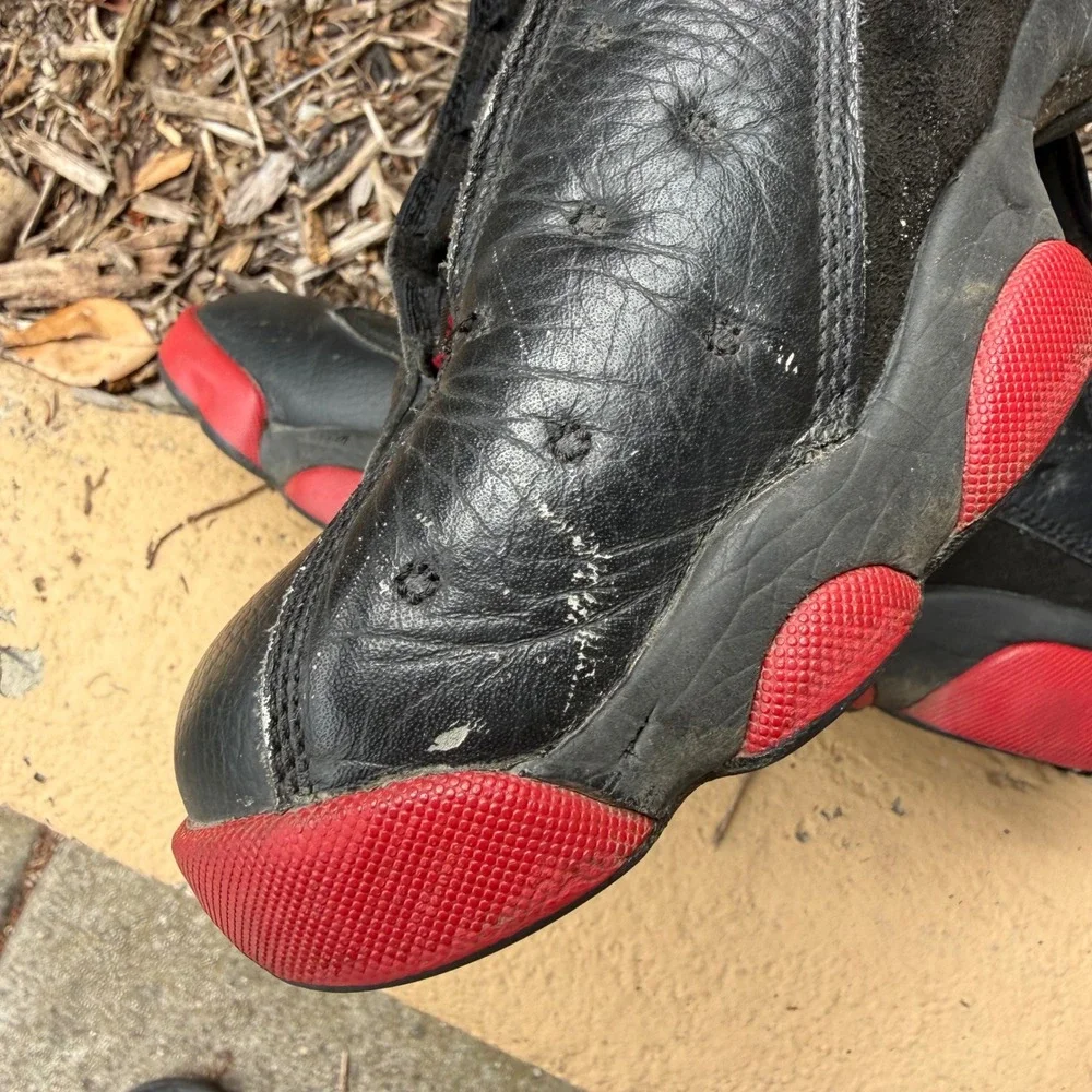 Jordan 13 Retro Dirty‎ Bred Mens Size 11 Black Gym Red Basketball Shoes